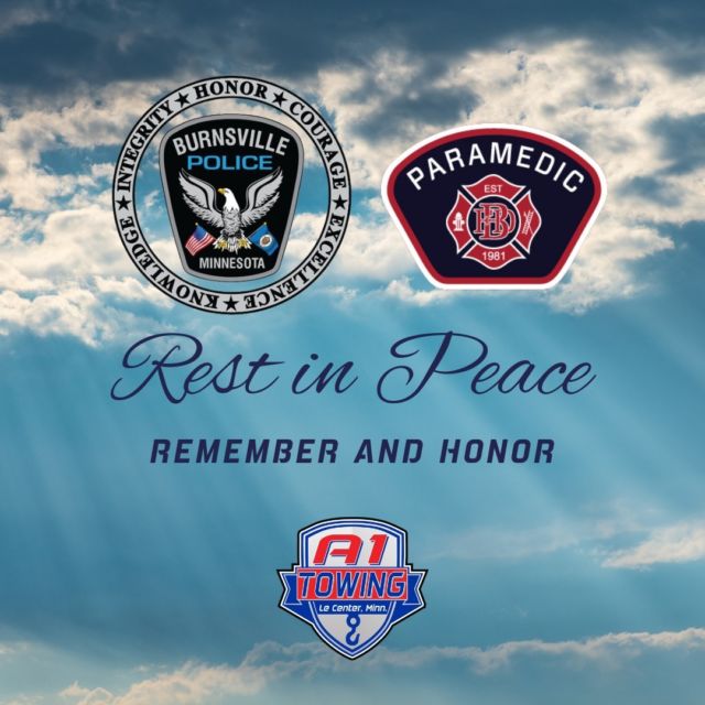 Our hearts are heavy as we remember the two Burnsville police officers and the paramedic who tragically lost their lives. Our deepest condolences go out to their families, friends, and colleagues during this difficult time. As a community, let us honor their dedication, bravery, and service. Rest in peace, heroes. You will never be forgotten. 💙🕊️