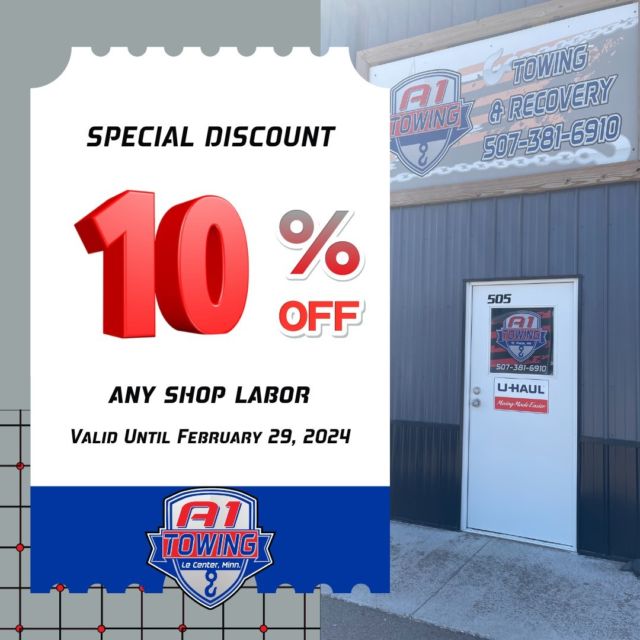 From oil changes to tire repairs and beyond, enjoy 10% off any shop labor until February 29, 2024. 

Don't miss out on this limited-time offer to keep your ride running smoothly without breaking the bank! 💰🚗